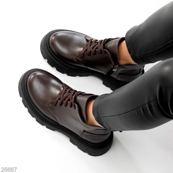 Дизайнерські асиметричні зимові черевики натуральна шкіра колір Шоколад | Зображення 2