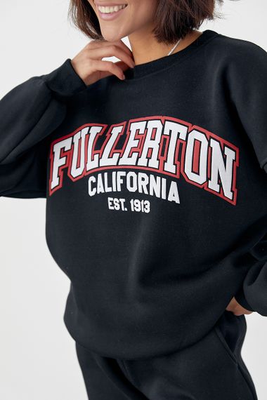 Женский спортивный костюм на флисе с принтом Fullerton California - черный цвет, L (есть размеры) | Зображення 5