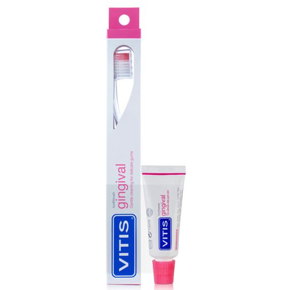 Зубна щітка VITIS GINGIVAL, м'яка, жовта + паста VITIS GINGIVAL, 15 мл (DENTAID)