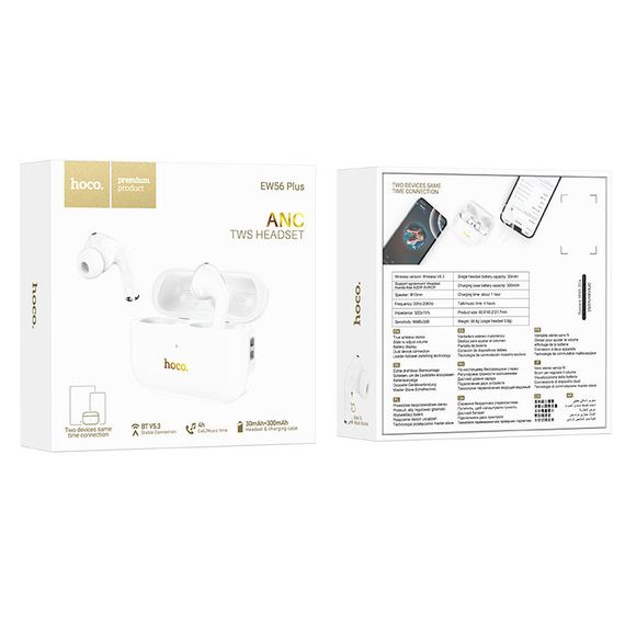 Бездротові TWS навушники Hoco EW56 Plus ANC White | Зображення 5