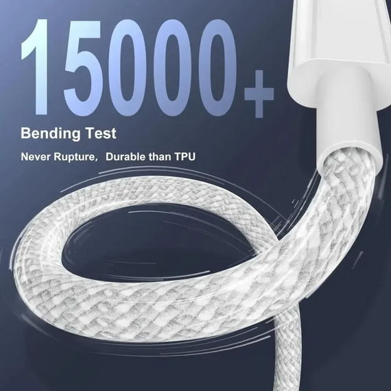 USB-кабель Type-C to Type-C 100W швидке заряджання 1 метр білий | Зображення 1