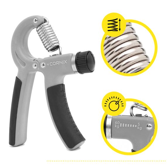 Еспандер кистьовий Cornix 5-60 кг з регульованим навантаженням XR-0383 Grey/Black | Зображення 2