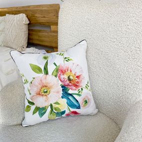 Подушка з мішковини Букет із мальвами 45x45 см (45PHB_23M017)