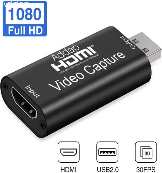 Внешняя видео карта видеозахвата HDMI - USB 2,0 для стримов и записи экрана, конвертер потокового видео Addap VCC-01 | Зображення 4