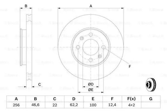 Диск гальмівний HYUNDAI i20, KIA RIO, BOSCH (0986479367) | Зображення 4