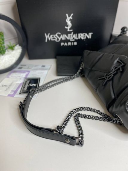 Женская Сумка Yves Saint Laurent Puffer Small Chain Bag in Quilted Lambskin черная с черным лого wb040 | Зображення 2