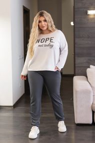 Женский спортивный костюм Nope весна-осень свитшот и джоггеры GF7126 цвет белый + серый, размер 50/52