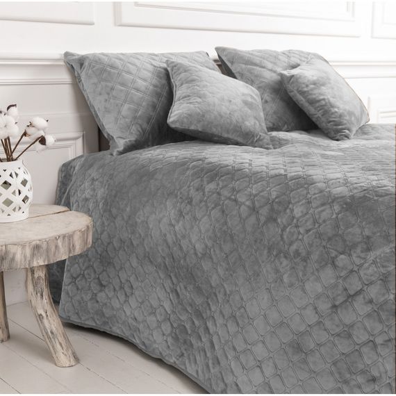 Покрывало полуторное ТЕП Velour Ромб круглый 4-00515-22424 150х210 см светло-серое