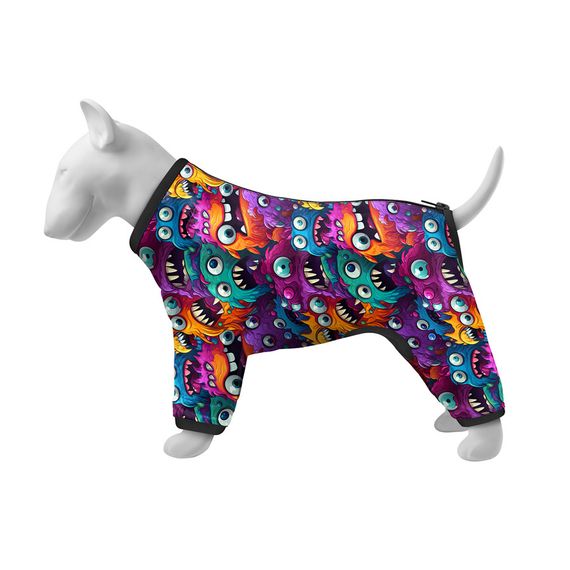 Вітровка для собак WAUDOG Clothes, малюнок "Зубасті монстри", L55, В 77-79 см, С 50-55 см