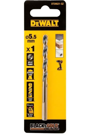 Свердло по металу DeWalt BLACK & GOLD HSS-G 5.5 мм (DT20521)