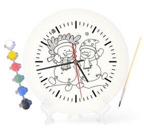 Детский набор для творчества часы раскраска Новогодние подарки 30 см (Г0073)