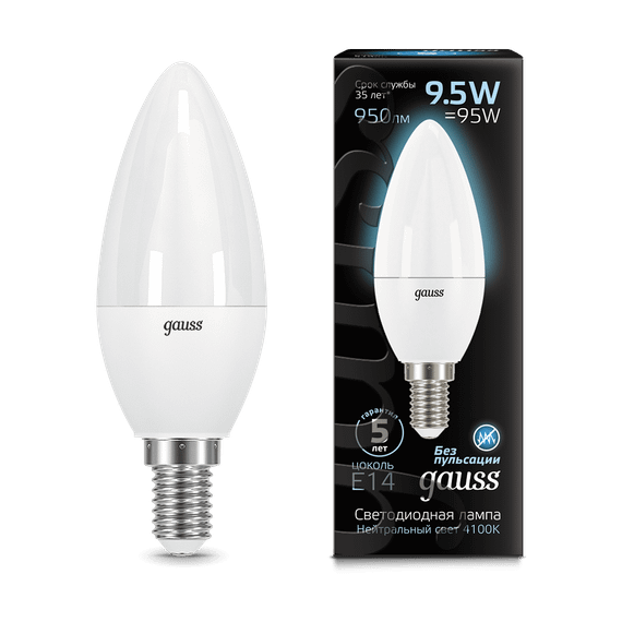 Лампа світлодіодна Gauss Black LED Candle E14 9.5W 4100К