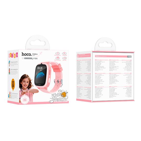Дитячий смарт годинник Hoco Y106, 4G, GPS, Wi-Fi, HD камера, 1.83" HD-дисплей, дзвінки, відеодзвінки, голосові повідомлення, Pink, | Зображення 1