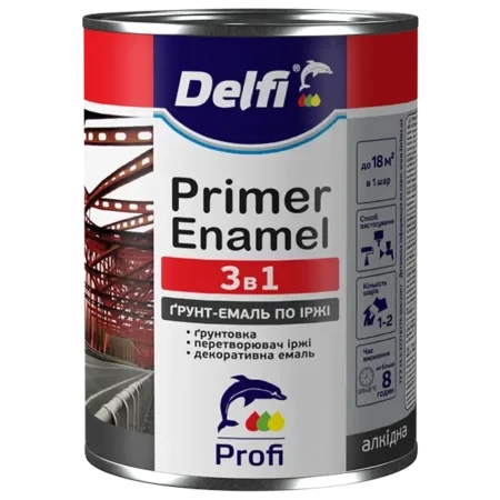 Грунт-емаль по іржі 3 в 1, жовта, ТМ «Delfi» - 0,9 кг | Зображення 1
