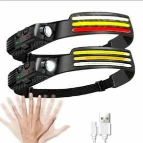 Налобный фонарь COBA CB-689-3 аккумуляторный с датчиком движения и красным светом