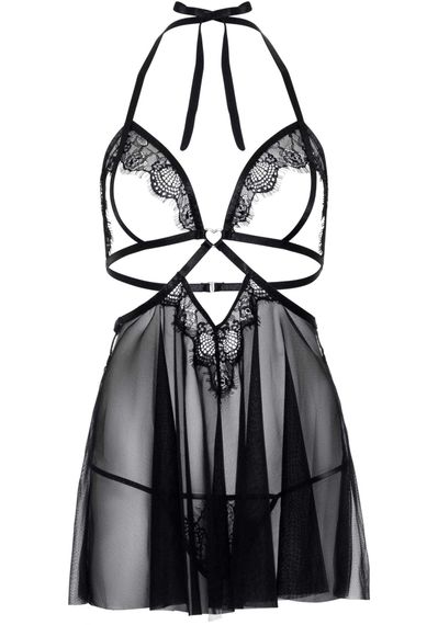 Сорочка Leg Avenue Lace and mesh babydoll & panty Черный S | Зображення 5