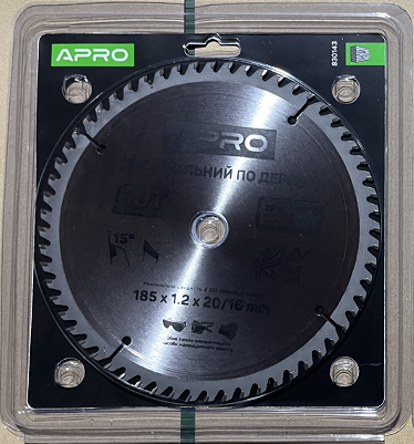 Диск пильный по дереву 185х20(16)х60Т APRO