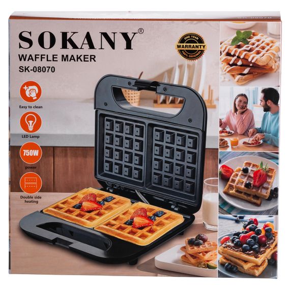Вафельниця з антипригарним покриттям, швидким нагріванням і квадратною формою вафель 750 Вт Sokany SK-08070 | Зображення 9