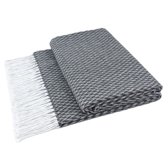 Плед бавовняний LINDA сірий Love You 140 x 200 см