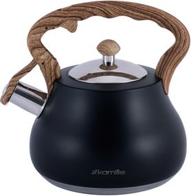 Чайник Kamille Whistling Kettle Black 2.7л з нержавіючої сталі зі свистком (чорний)