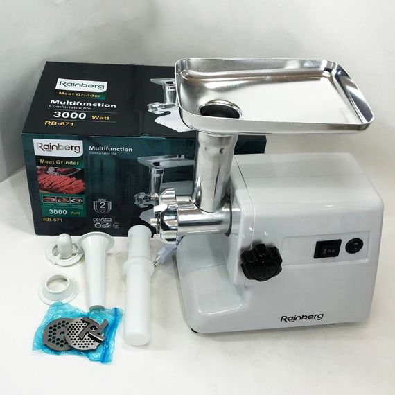 Мясорубка крупная Rainberg RB-671 2200Вт, Мясорубка с металлическим корпусом для сосисок NY-84 | Зображення 8