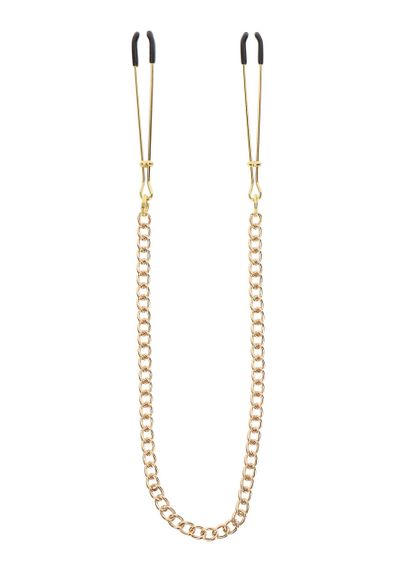 Затискачі на соски з ланцюжком Taboom Nipple Play Tweezers With Chain, золотисті sexstyle | Зображення 3