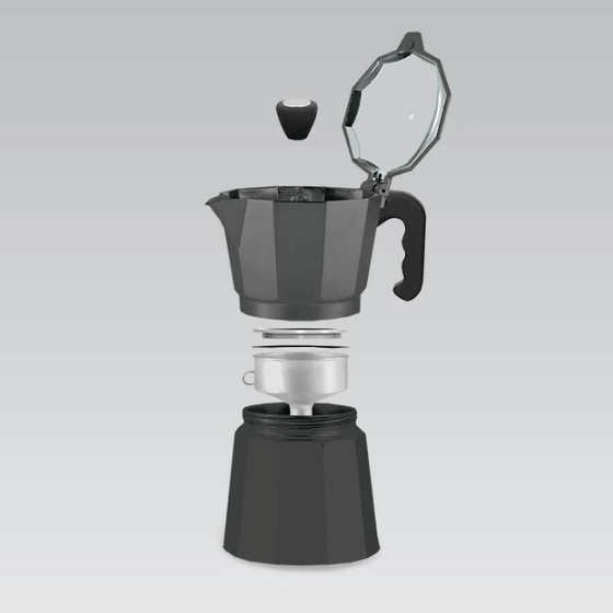Кавоварка гейзерна 450мл алюмінієва MR-1666-9-BLACK Espresso Moka Maestro | Зображення 1