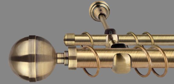 Карниз для штор двухрядный металлический 25 мм, Калисто (комплект) Антик 320 см. (стык профилей)