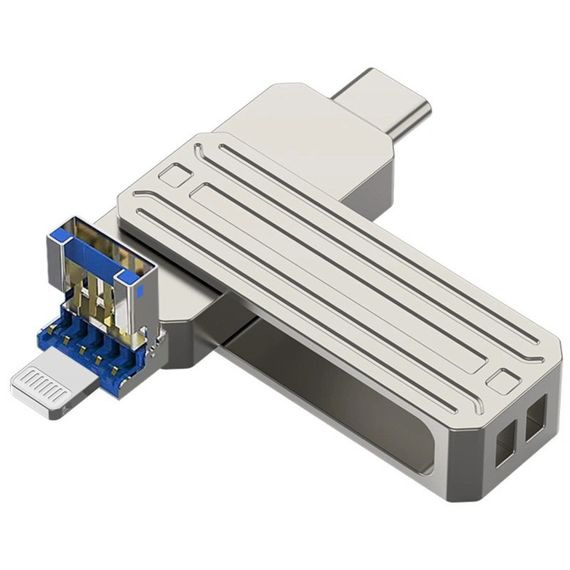 Флеш-накопитель Wiwu Wi-FD001 3in1 (USB-A/C/L) USB 3.0 — 32GB Silver | Зображення 4