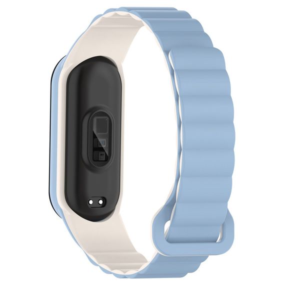 Ремінець Dual-color Magnetic для Xiaomi Mi Band 7/6/5/4/3 Lilac Blue / White | Зображення 1
