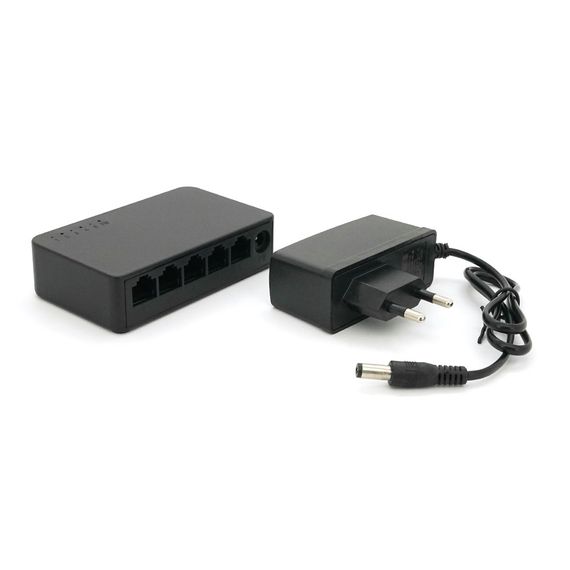 Комутатор Merlion MG1005 5 портів Ethernet 10/100/1000 Мбіт/сек. пластик DC 5V. Блок живлення у комплекті | Зображення 3