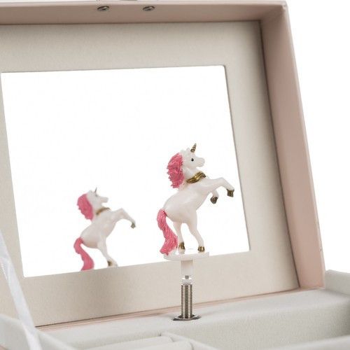 Музична скринька для коштовностей Kruzzel 22903 з обертовим єдинорогом рожева | Зображення 6