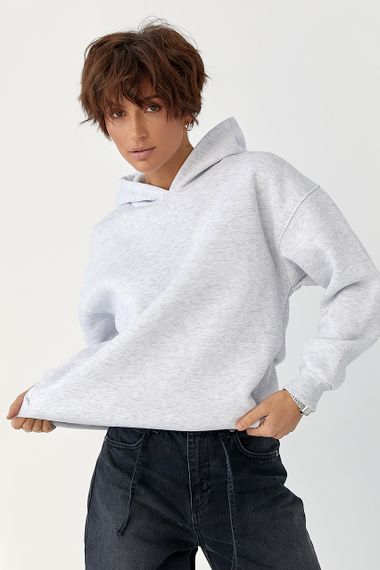 Тепле однотонне худі - світло-сірий цвет, M (є розміри) | Зображення 4