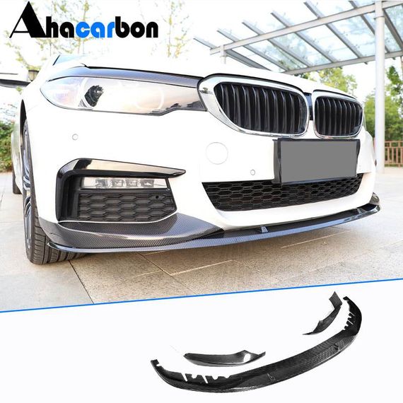 Накладка на передній бампер Lip V6 (для M-Sport 2017-2020, Карбон) для BMW 5 серія G30/31 рр