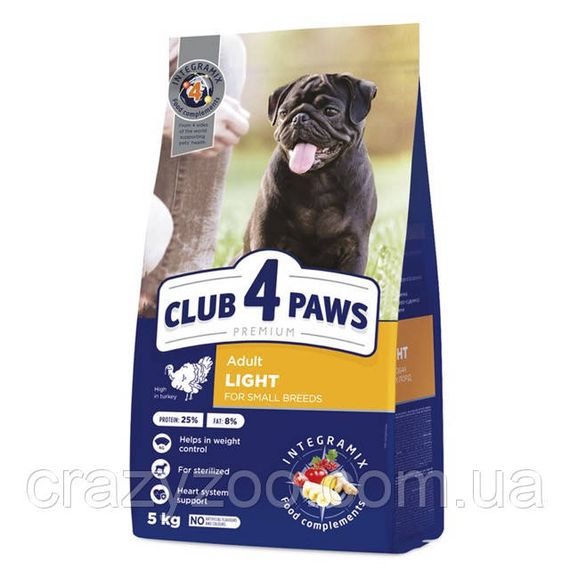 Сухий корм для собак дрібних порід Club 4 Paws контроль ваги з індичкою 5 кг B4571201