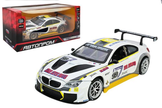Машина металева "АВТОПРОМ" 68278A(W) 1:24 BMW M6 GT3, батарейка, світло, звук, відкриваються двері, кор. 24,5*12см
