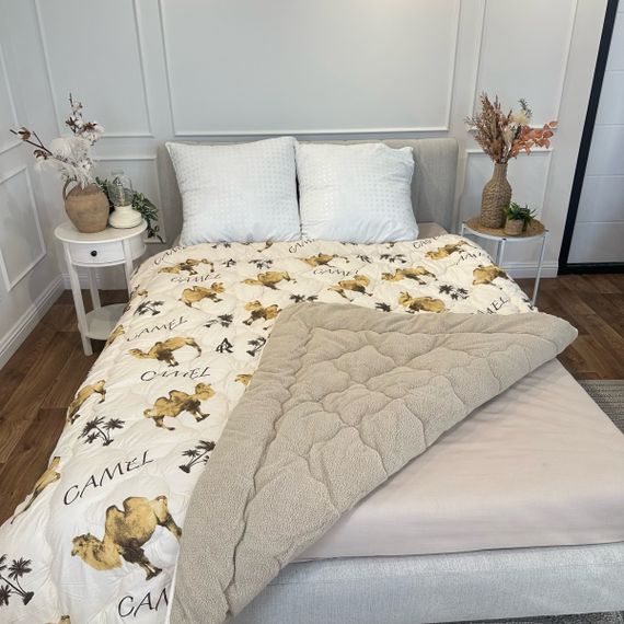 Ковдра двоспальна відкрита двостороння з вовни Arda Camell wool 21437 175х215 см бежева | Зображення 1