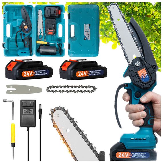 Электрическая пила для веток Domotec 20 см 24 В, Мини-цепная пила для дачи, Садовая аккумуляторная пила