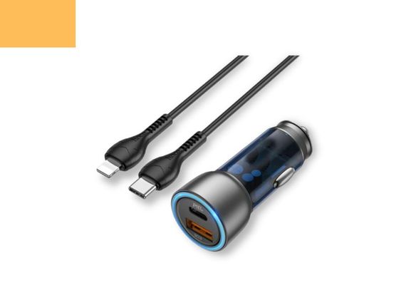 Автомобільний зарядний пристрій XPRO NZ8 43W PD25W+QC3.0 Type-C to Lightning чорний (37375-01)