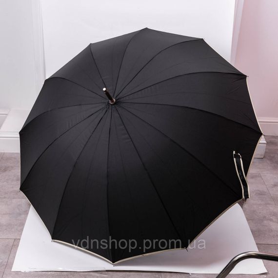 Класична парасолька-тростина з чохлом напівавтомат з поліестеру міцна надійна 12спиць діаметр 120 см Чорний HP-23-16B