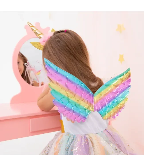 Сукня Єдинорога на 5–6 років з пишною райдужною спідницею, обручем, крильцями, карнавальний костюм для Дня народження Хелловіну | Зображення 5
