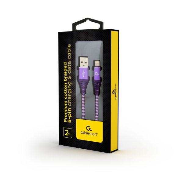 Кабель Cablexpert CC-USB2B-AMLM-2M-PW, USB 2.0 А-тато/Lightning, 2.0 м. | Зображення 1