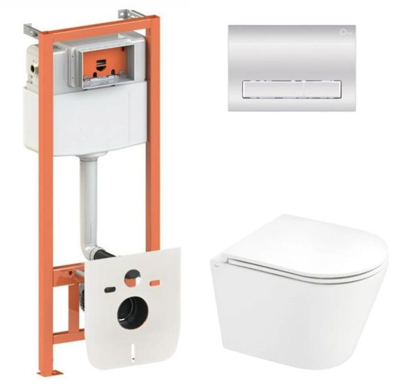 Набір Qtap Nest 4 в 1 підвісний унітаз Scorpio Ultra Quiet 520x365x365 + комплект інсталяції QT1433053EUQW45168