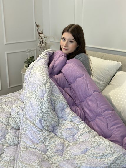 Ковдра полуторна подвійна 4 сезони з холлофайбера Arda 21564 142х210 см фіолетова | Зображення 6