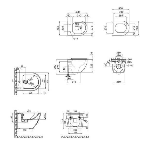 Комплект Qtap Robin 2 в 1: унітаз підвісний Ultra Quiet + біде підвісне | Зображення 1
