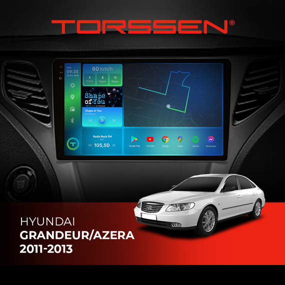 Штатна магнітола Torssen 2K Hyundai Grandeur/Azera 2011-2013 FL9 4+64Gb 4G Carplay DSP