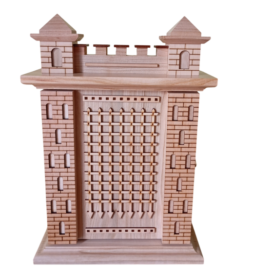 Ключниця Handmade настінна дерев'яна на стіну у вигляді башти Бежевий (ke-17) | Зображення 1