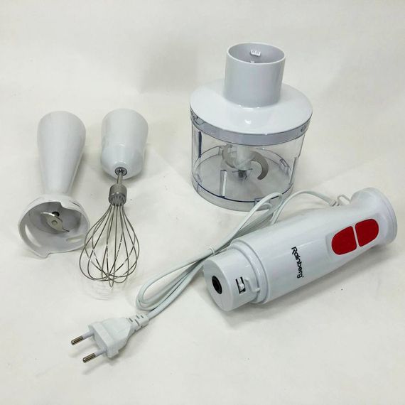 Блендер 3в1 Rainberg RB-2243 500W занурювальний блендер подрібнювач для молочних коктейлів. LO-532 Колір: білий | Зображення 2