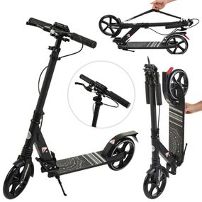 Самокат двухколёсный SR 2-058 с подножкой и ручным тормозом Черный