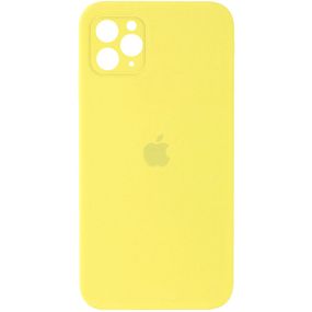 Чехол Silicone Case Square Full Camera Protective (AA) для Apple iPhone 11 Pro Max (6.5") Жовтий / Yellow